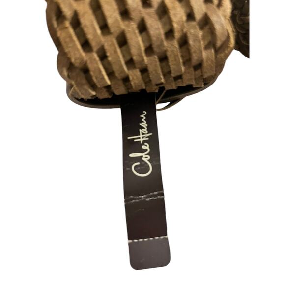 NWT COLE HAAN Gold Woven Wide Braided Leather Adjustable Ladies Size Small - Picture 5 of 9